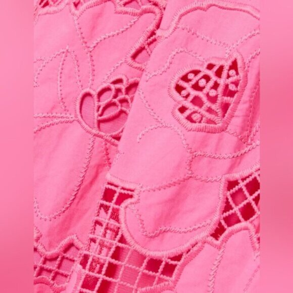 NEW Self-Portrait Cotton Lace Midi Dress Pink SS24 | UK 8  / US 4 - Picture 4 of 14